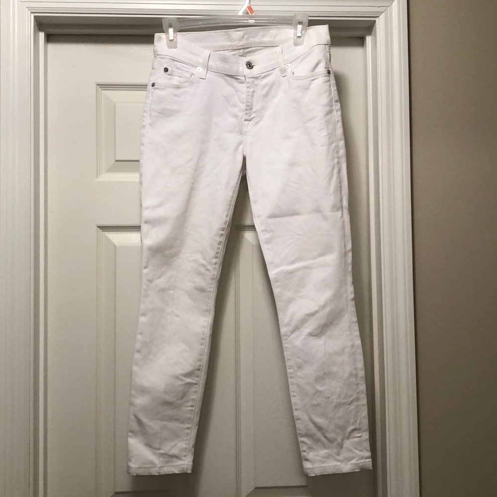 7 for All Mankind The Ankle Skinny Jeans in White